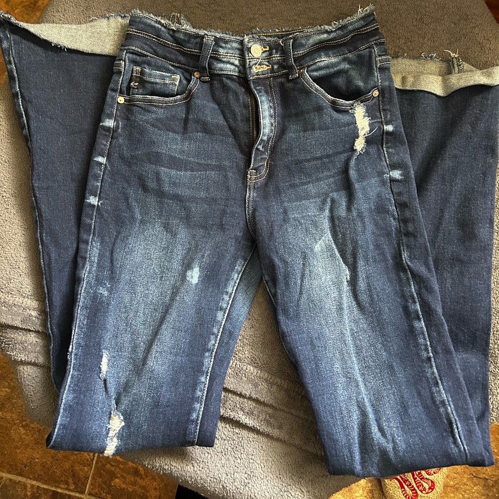 KanCan distressed flair blue jeans